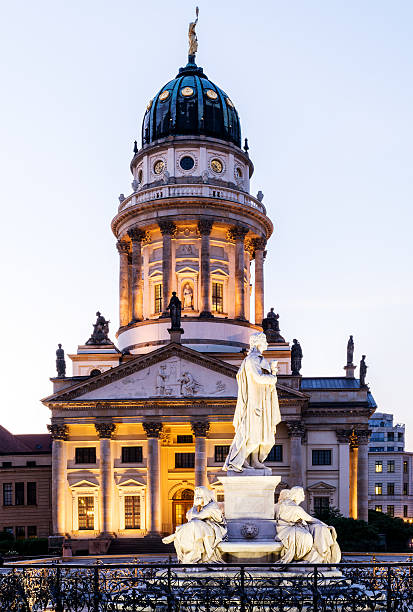 istock Panoramic Gendarmenmarkt square with German Cathedral 607773198