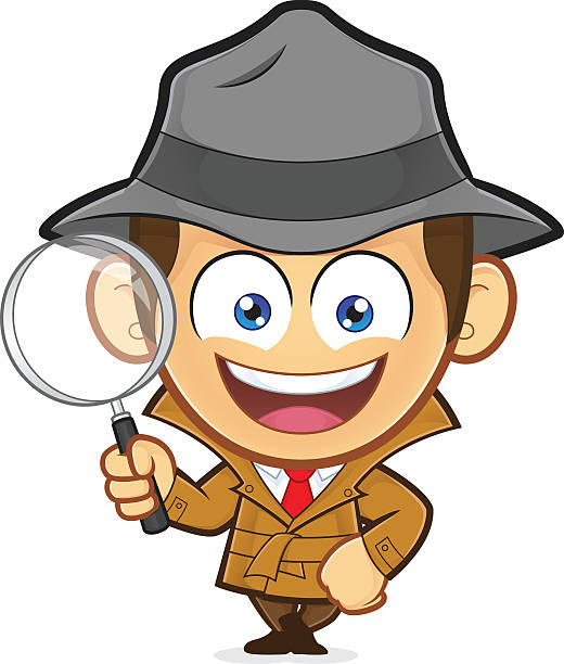 Detective apoyado en un bloque vacío - ilustración de arte vectorial