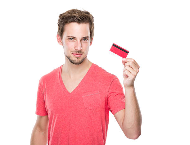istock Man holding credit card 607778468