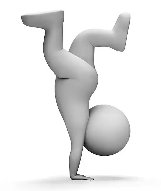 Photo of Character Handstand Indicates Getting Fit And Acrobat 3d Renderi