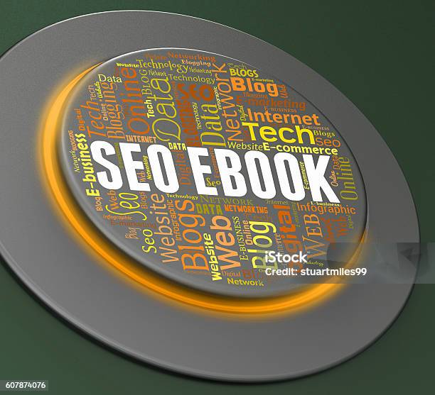 Seo Ebook Means Search Engine And Button Stock Photo - Download Image Now - Book, E-Mail, E-Reader