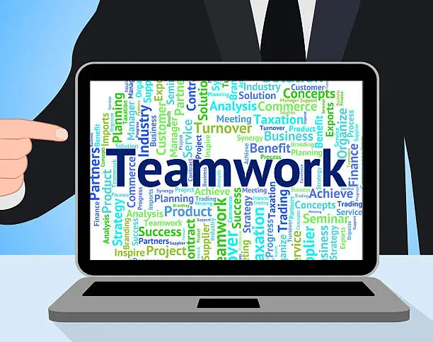 Teamwork Word Representing Wordcloud Cooperation And Group