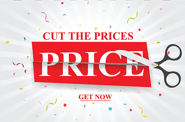 ilustrações de stock, clip art, desenhos animados e ícones de sale and discounts cut prices design for banner or poster - cut price