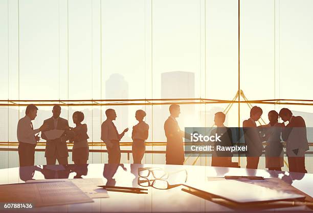 Corporate Business Communication Strategy Concept Stock Photo - Download Image Now - Connection, Meeting, Greeting