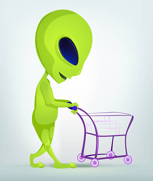 śmieszne alien cartoon ilustracja - mascot alien space mystery stock illustrations