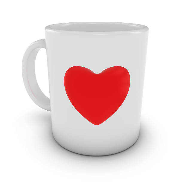 istock Red Love Heart Coffee Mug Isolated on White Background 607887470