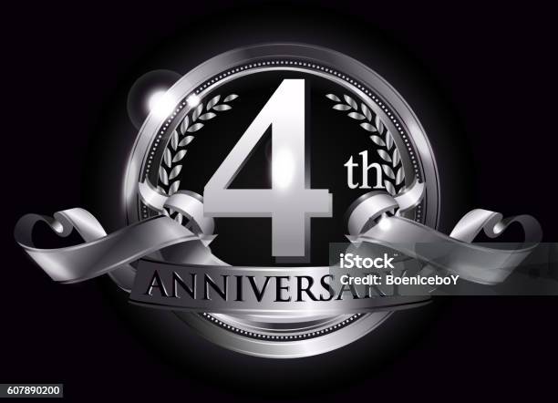 4th Silver 4th Silver Anniversary Logo Stock Illustration - Download Image Now ...