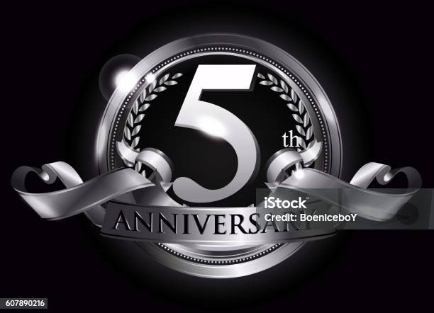 5th Silver Anniversary Logo Stock Illustration - Download Image Now - Invitation, Silver - Metal, Silver Colored