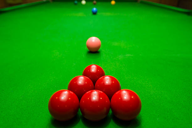 istock Snooker ball on snooker table, game on table 607890912