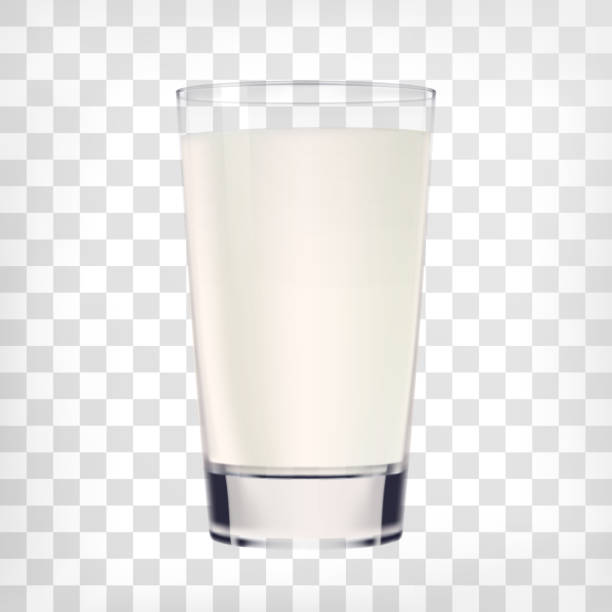 Milk glass on transparent background Milk glass on transparent background. Vector glass cup of milk illustration glass of milk transparent background stock illustrations