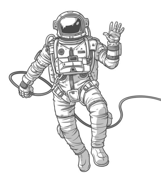 bildbanksillustrationer, clip art samt tecknat material och ikoner med vector illustration cosmonaut, - astronaut