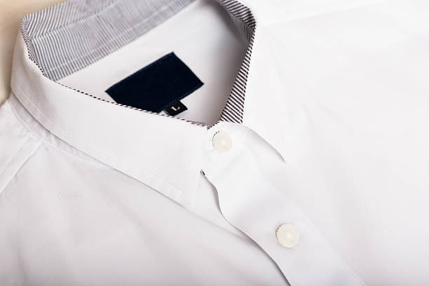 istock Close-up collar white business shirt. formal shirt 607896112