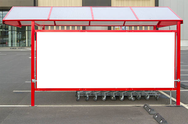 Mock up. Shopping carts return point on a parking lot