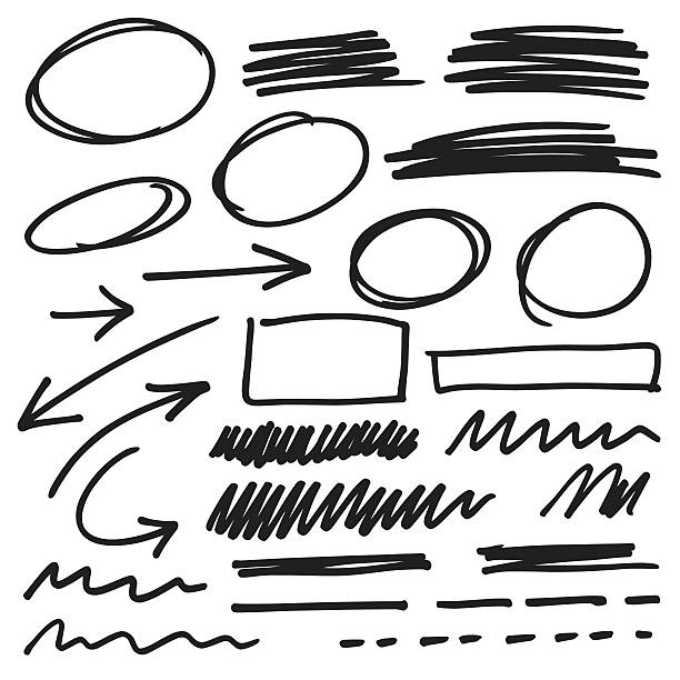 marker elements vector marker elements collection scribble stock illustrations