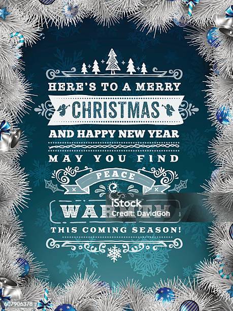 Hand Drawn Christmas Wishes Stock Illustration - Download Image Now - Border - Frame, Christmas, Old-fashioned