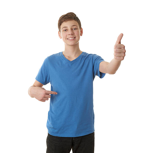 istock Cute teenager boy over white isolated background 607910402
