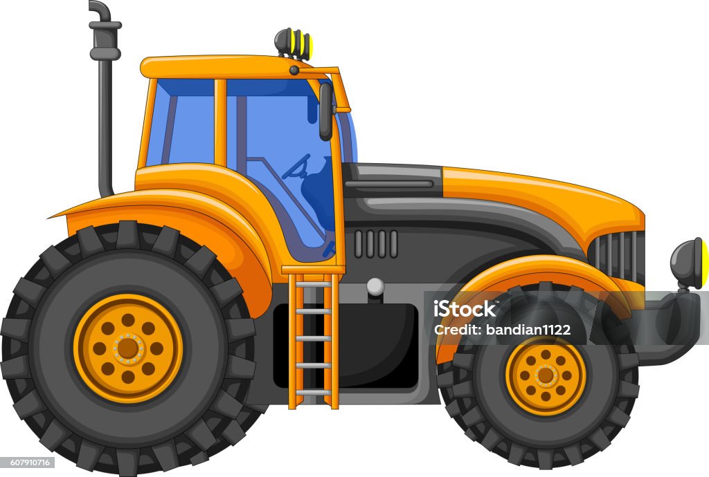 Yellow Tractor Cartoon For You Design Stock Illustration - Download Image  Now - Tractor, Red, Tire - Vehicle Part - iStock