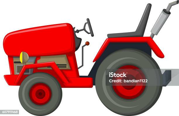 Red Tractor Cartoon For You Design Stock Illustration - Download Image Now  - Agricultural Field, Agricultural Machinery, Agriculture - iStock