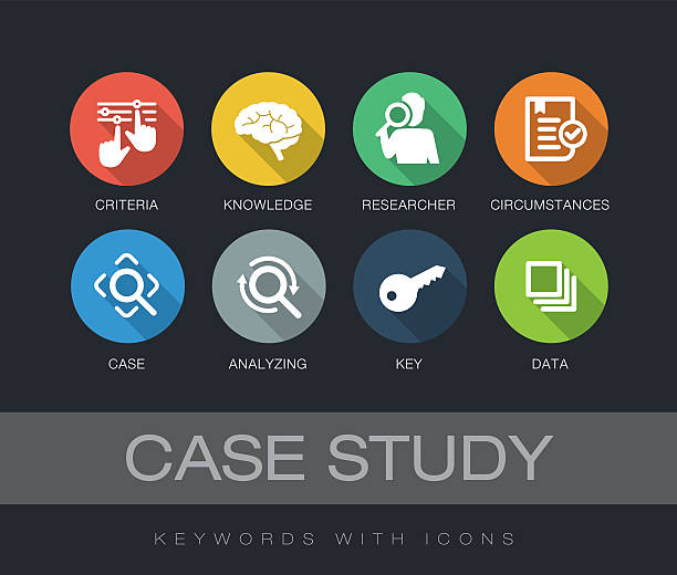 Case Study keywords with icons Case Study chart with keywords and icons. Flat design with long shadows graphic design case study stock illustrations