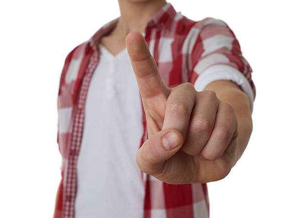 istock Cute teenager boy over white isolated background 607913316