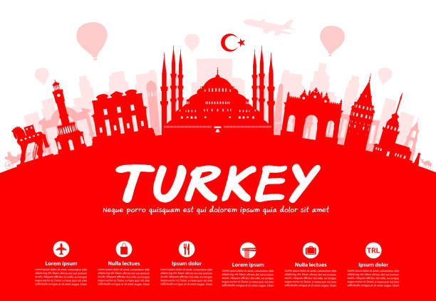 Turkey Travel Landmarks. Turkey Travel Landmarks. Vector and Illustration siberian flag stock illustrations