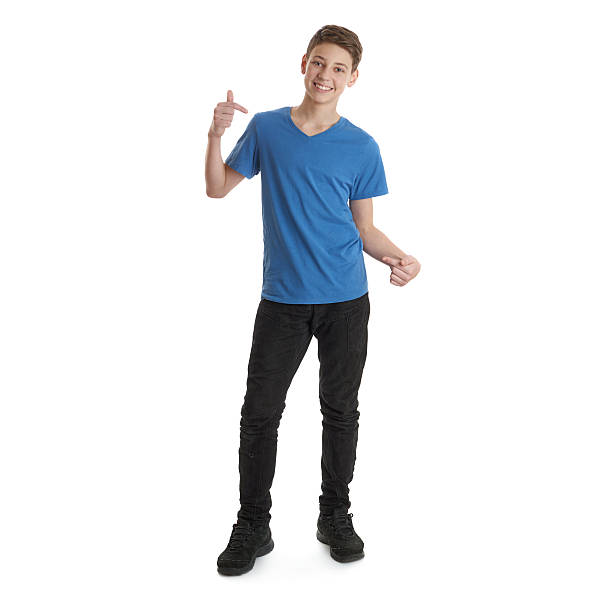 istock Cute teenager boy over white isolated background 607917482