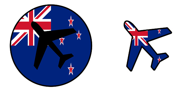Nation flag - Airplane isolated on white - New Zealand
