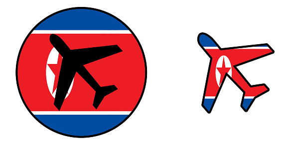 Nation flag - Airplane isolated on white - North Korea