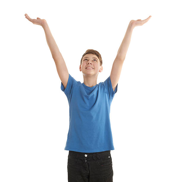 istock Cute teenager boy over white isolated background 607925014