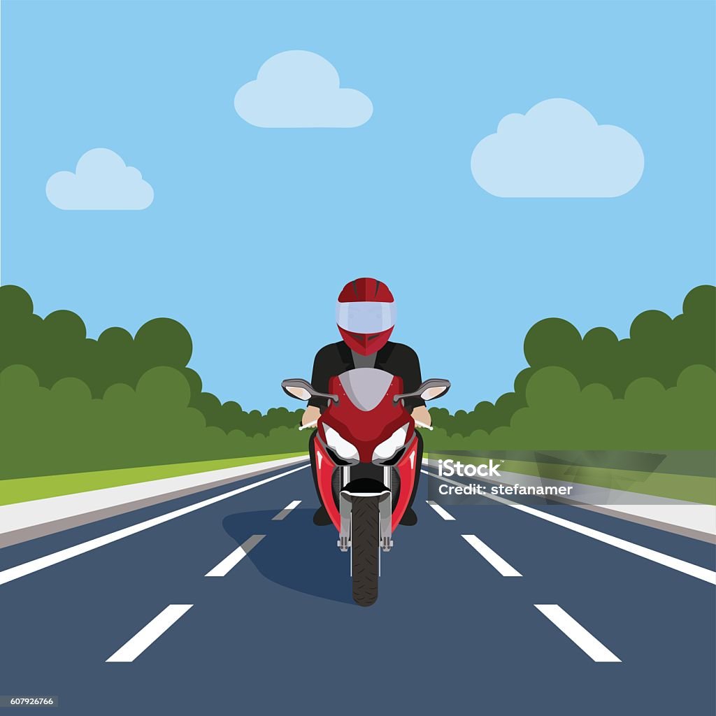 Man Ride Motorrad auf dem Highway, Sport Motorrad - Lizenzfrei Motorrad Vektorgrafik