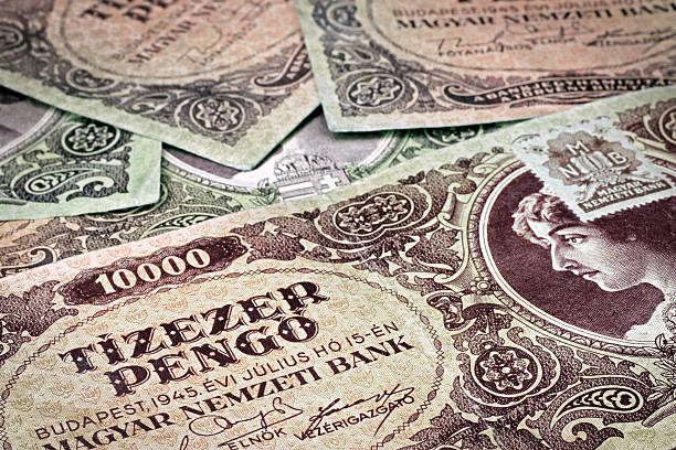 istock Old Hungarian money with stamp 607928764