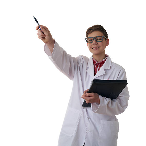 istock Cute teenager boy over white isolated background 607929422