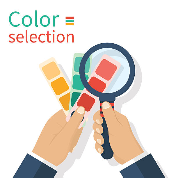 ilustrações, clipart, desenhos animados e ícones de segurando amostra de paleta - color swatch home improvement choice colors