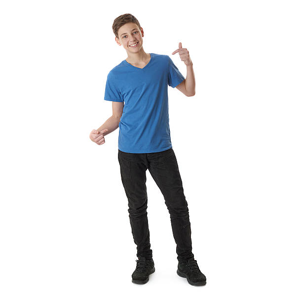 istock Cute teenager boy over white isolated background 607930056