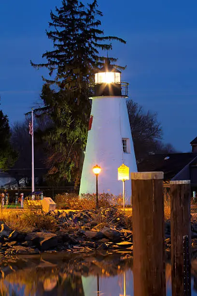 Photo of Concord Point Lighthouse at night