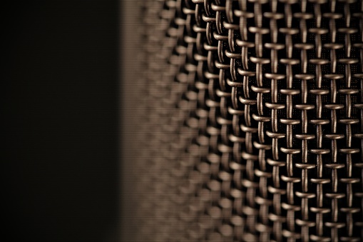 Macro shoot  from the metal grid of a microphone capsule.