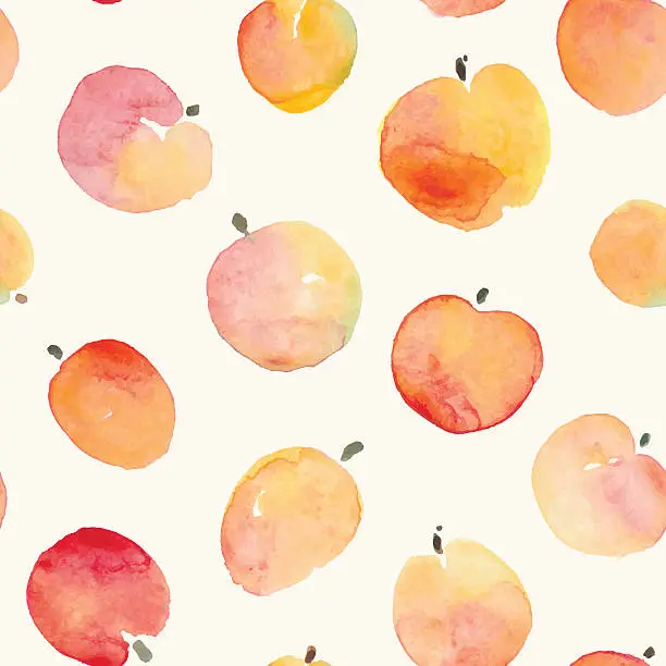Vector illustration of watercolor simple red and yellow shades apple seamless pattern