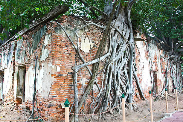 istock Ancient Thai Church at Sang Kratai Temple, Thailand 607974308