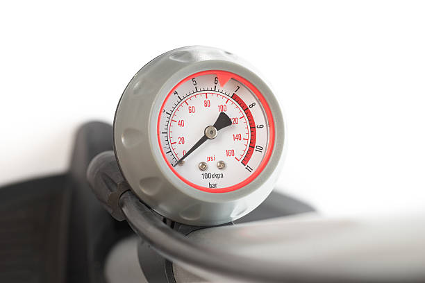 istock Pressure Guage of Bicycle Pump 607975254