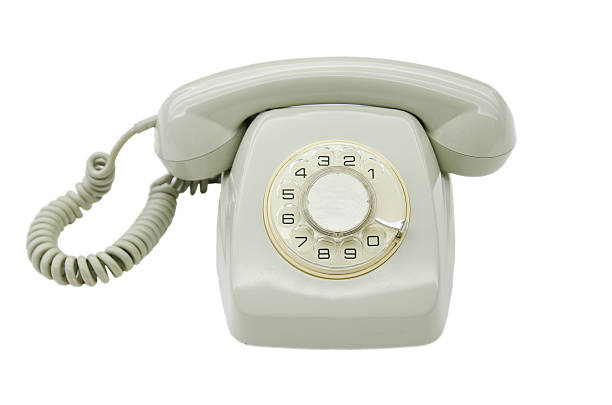 istock Vintage Grey telephone on white isolated background 607976982