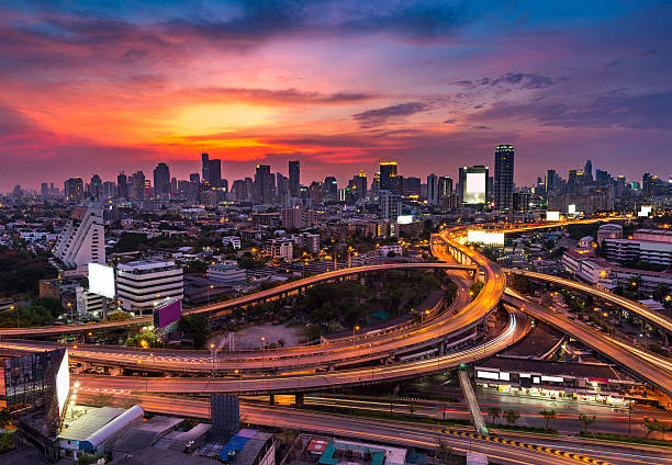 istock Expressway,Highway at twilight, bangkok, thailand 607977108