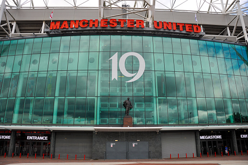 Manchester, UK - August 21, 2011: Manchester United mega store, located in front of it's stadium