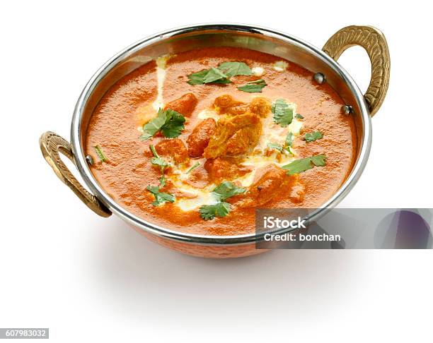 Butter Chicken Indian Cuisine Stock Photo - Download Image Now - Butter Chicken, India, White Background