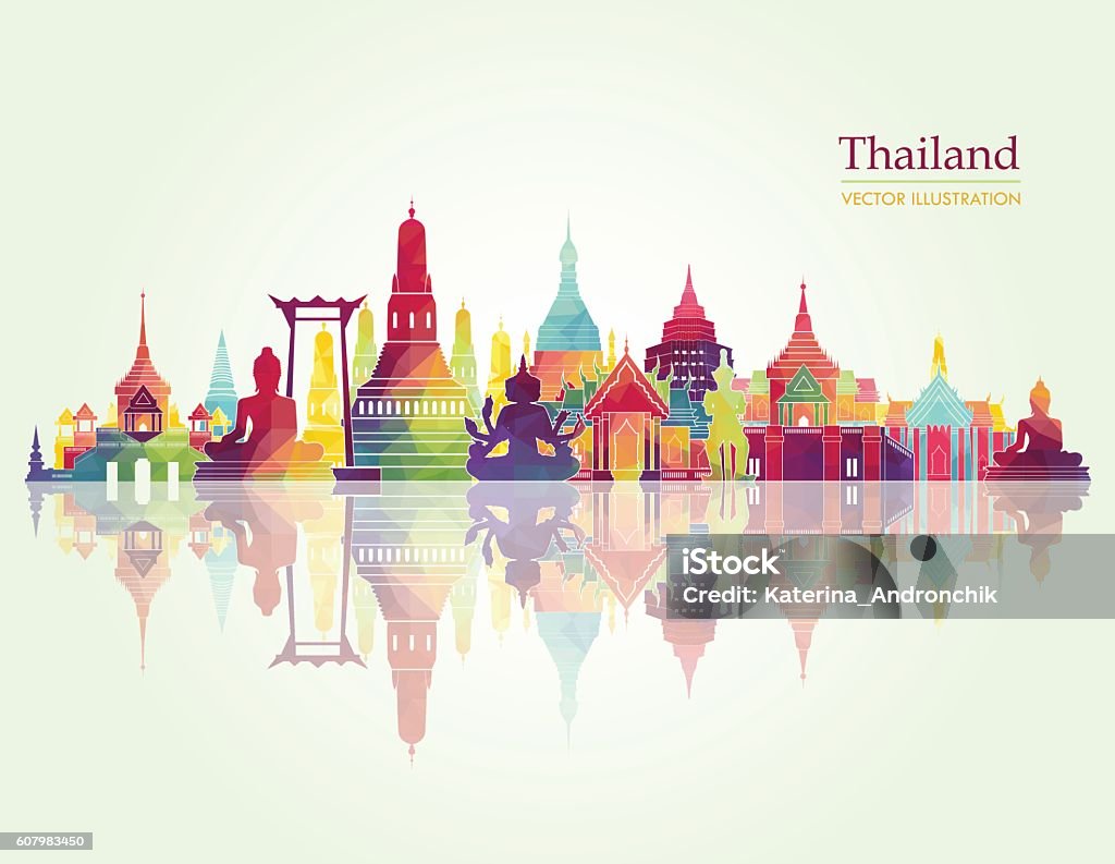 Tailândia detalhada da cidade. Ilustração vetorial - Vetor de Tailândia royalty-free