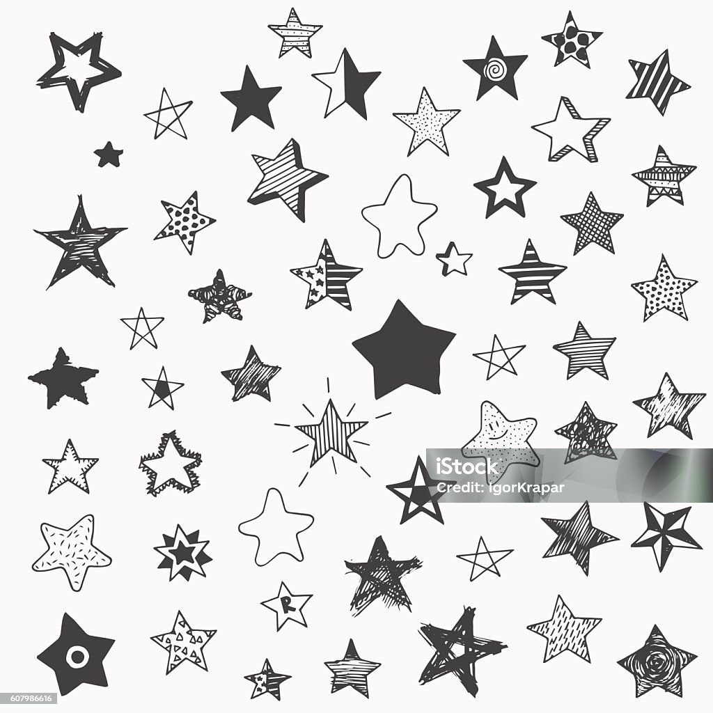 stars doodle graphic big set. simple cartoon different star stars doodle graphic big set. simple cartoon different stars Star - Space stock vector