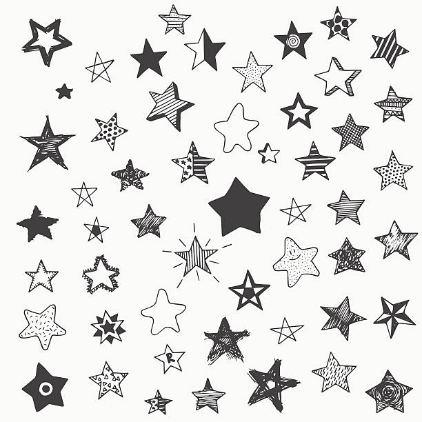 Stars Doodle Graphic Big Set Simple Cartoon Different Star Stock  Illustration - Download Image Now - iStock