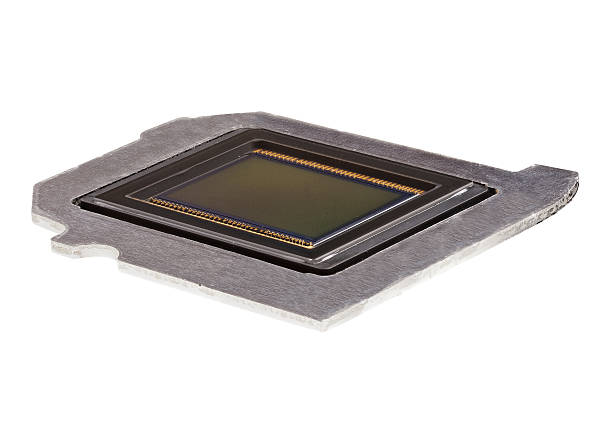 白い背景を持つ金属板のフォトセンサー - sensor ccd electronics industry cmos ストックフォトと画像