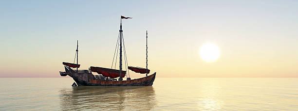 istock Chinese junk ship at anchor 607989398