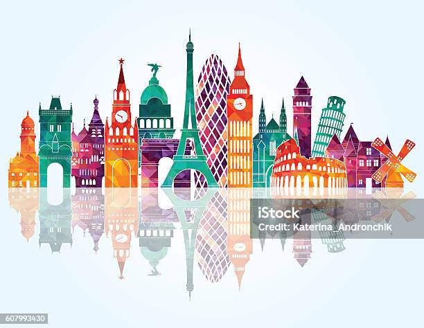 Europe Skyline Detailed Silhouette Vector Illustration Stock Illustration - Download Image Now