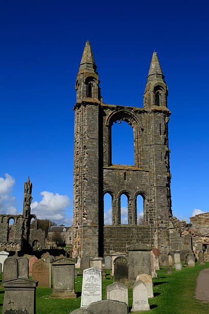 Ruin of St Andrews Cathedral, Scotland Ruin of St Andrews Cathedral, Scotland, United KingdomRuin of St Andrews Cathedral, Scotland, United Kingdom kirkyard stock pictures, royalty-free photos & images
